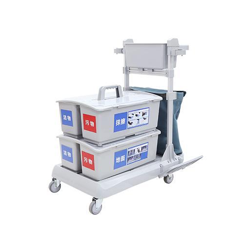 靈動型平推系統(tǒng)清潔車，配垃圾袋，雙格桶x2，含標貼 JD R223