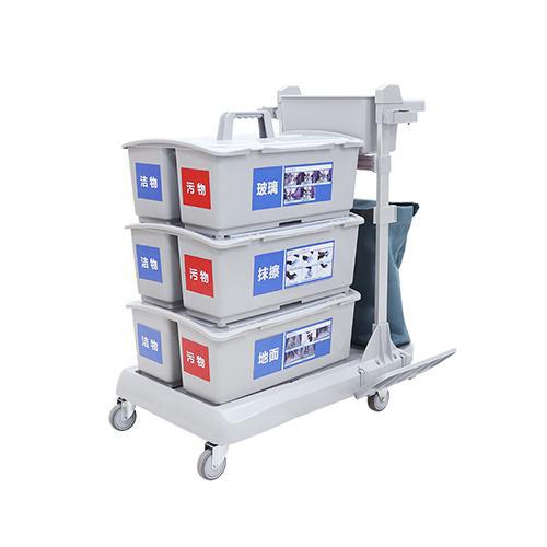 靈動型平推系統(tǒng)清潔車 配垃圾袋、3個(gè)含標(biāo)貼雙格桶 JD R323