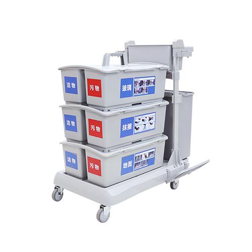 靈動型平推系統(tǒng)清潔車 配23升垃圾桶、3個雙格桶、2套車架/箱 JD G323